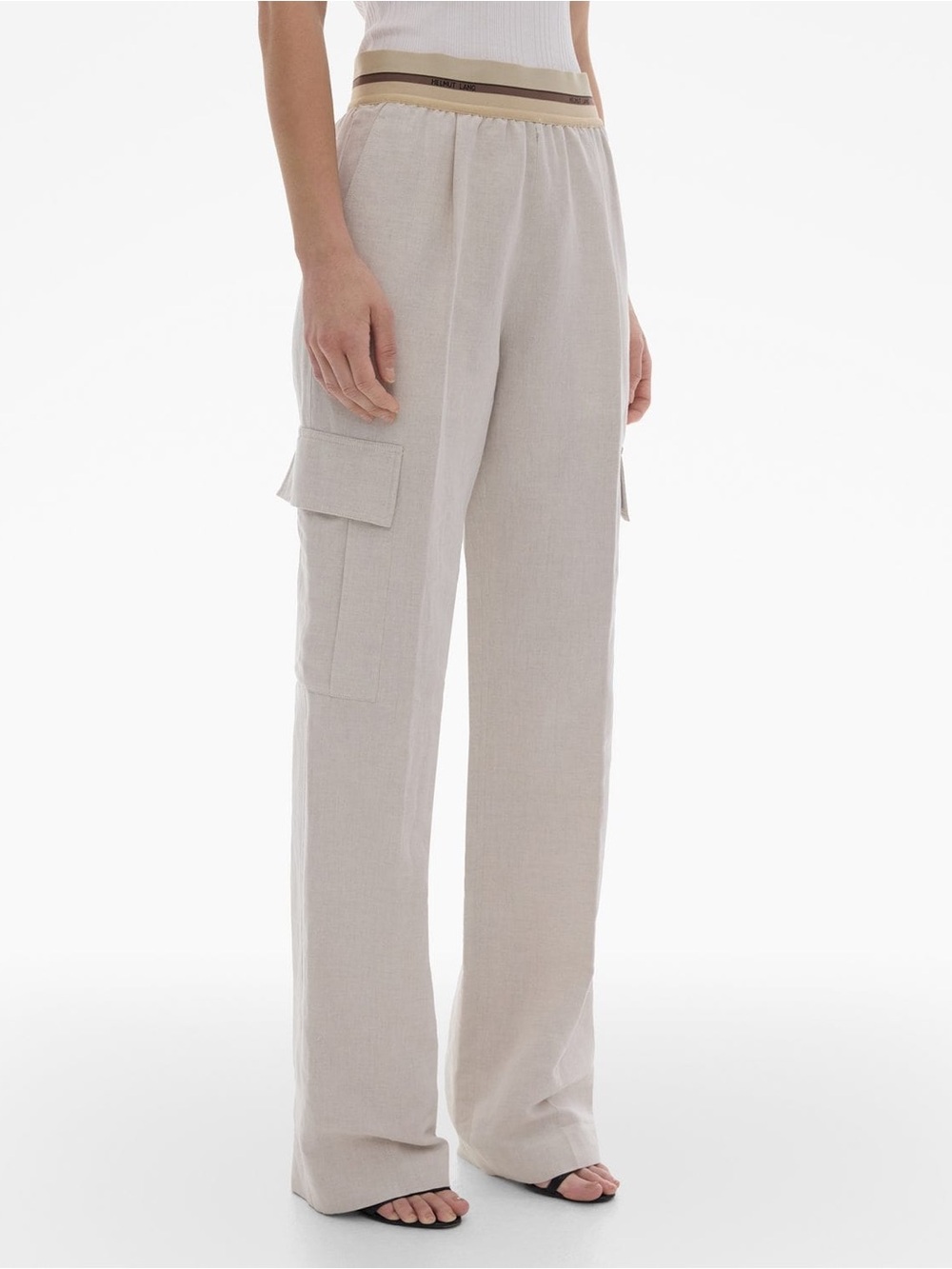 NWOT Helmut Lang PULL-ON COTTON-LINEN CARGO PANT in ivory